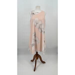 Calvin Klein Pedal Pink Floral Tank Chiffon Dress Size 6‎ Romantic Wedding Boho